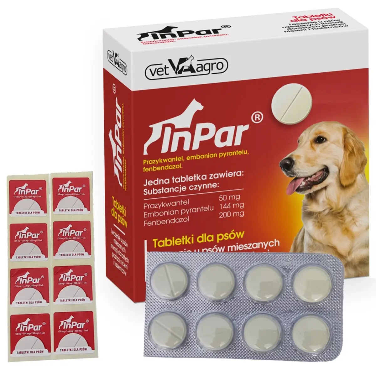 Inpar Tabletki na robaki, pasożyty dla psa - 8 tabletek